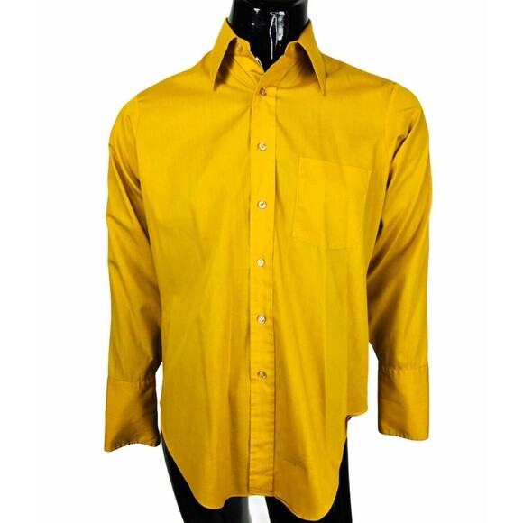 Vintage 60s Kent Collection Arrow Deston Perma Gold Button-Down Shirt Size Large - Picture 1 of 9